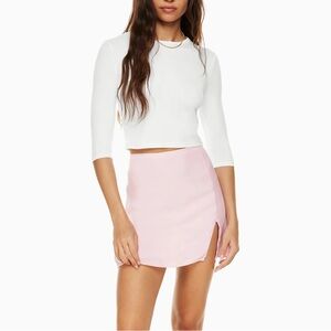 Aritzia Sunday Best White Rib Knit 3/4 Sleeve Top